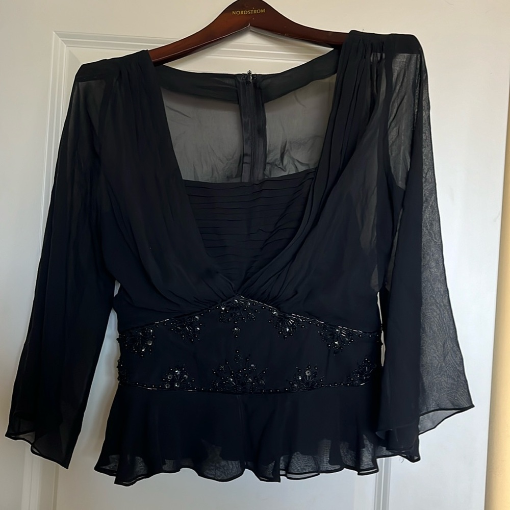 Tadashi black jeweled blouse